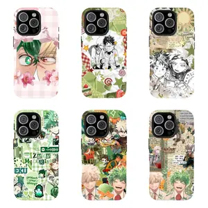 Bakudeku Merch Phone Case, Green Aesthetic Anime Design Compatible for iPhone 17 16 15 14 13 12 11 and for Samsung S21-S25 Perfect Gift for MHA Fans