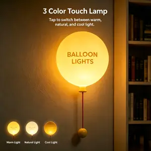 UFORU Cute Balloon Night Light, Wall Mounted Balloon Lamp with Pull Cord Switch, Creative LED Nursery Wall Light, Aesthetic Room Decor Birthday Gifts for Kids Toddler Girls Baby Room