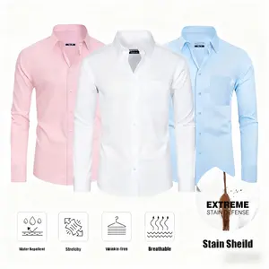 3-Pack Stain Sheild  Dress Shirts for Men Slim Fit Mens Dress Shirts Long Sleeve Button Down Shirt Men Shirts