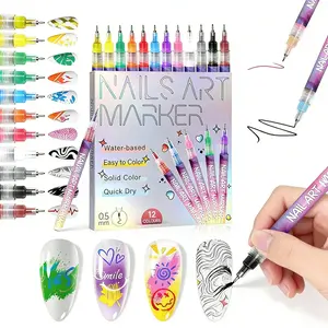 Cutics 12 Color Nail Doodle Pen for DIY Nail Art Drying Quick Acrylic Paintings & 3D Dot Embroidery MMA Acrylic Nail Marker On Nails Quick Drying Dot Stitching Nail Art Pen Home Salon DIY Use Nail Care Manicure Polish Cosmetic Smooth days