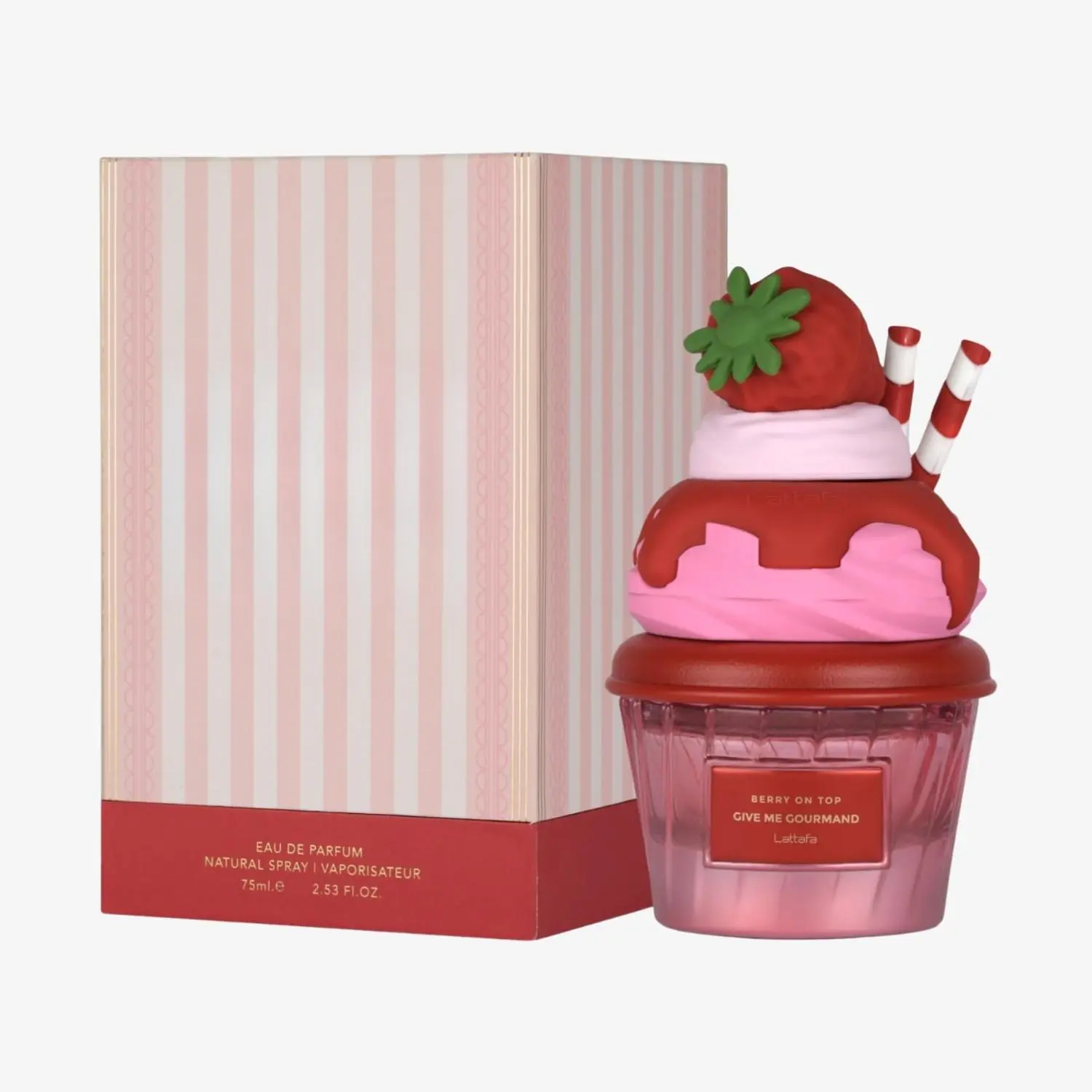 Lattafa Berry On Top Eau de Parfum 75ml Fragrance Spray - Unisex Fruity Fragrance with Berry & Vanilla Cream Scent, Cupcake Design, Give Me Gourmand Collection, Fruity Unisex Fragrance