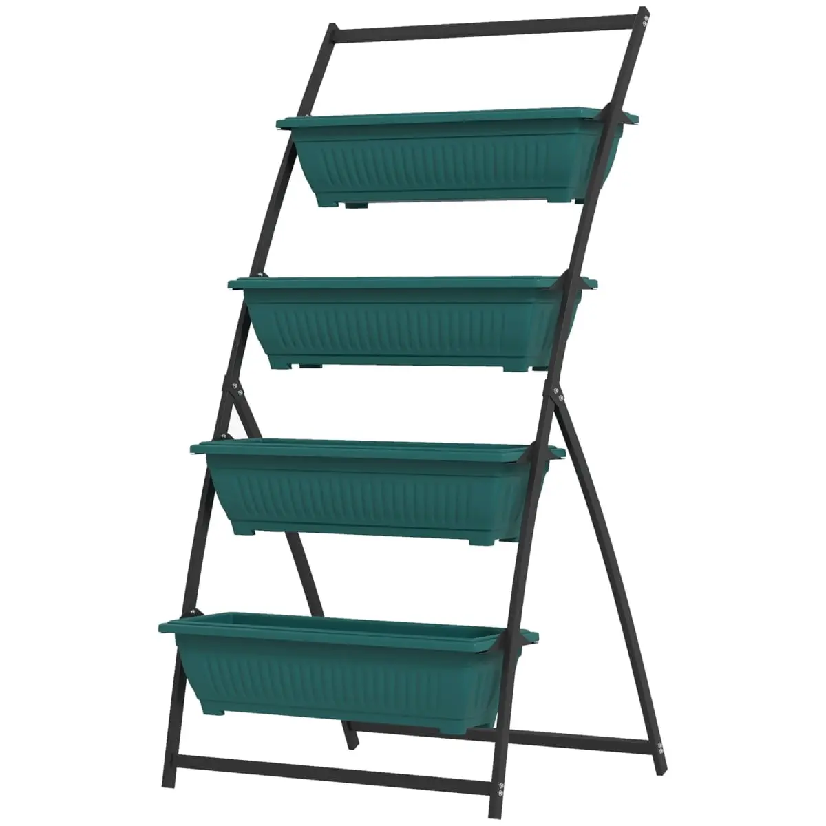 Outsunny 4-Tier Vertical Raised Garden Planter (30" l x 31" w x 63.75" h, 9 lbs) - Compact for Indoor/Outdoor Use, Grow Container Aiding Garden Work for Vegetables & Flowers, Green (Fits 4 Plants), Compact For Indoor Or Outdoor Use