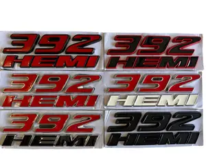 1PC HEMI 392 OEM Emblem Letter Badge Replacement Self-adhesive Decal for Dodge Challenger Black Red Chrome White
