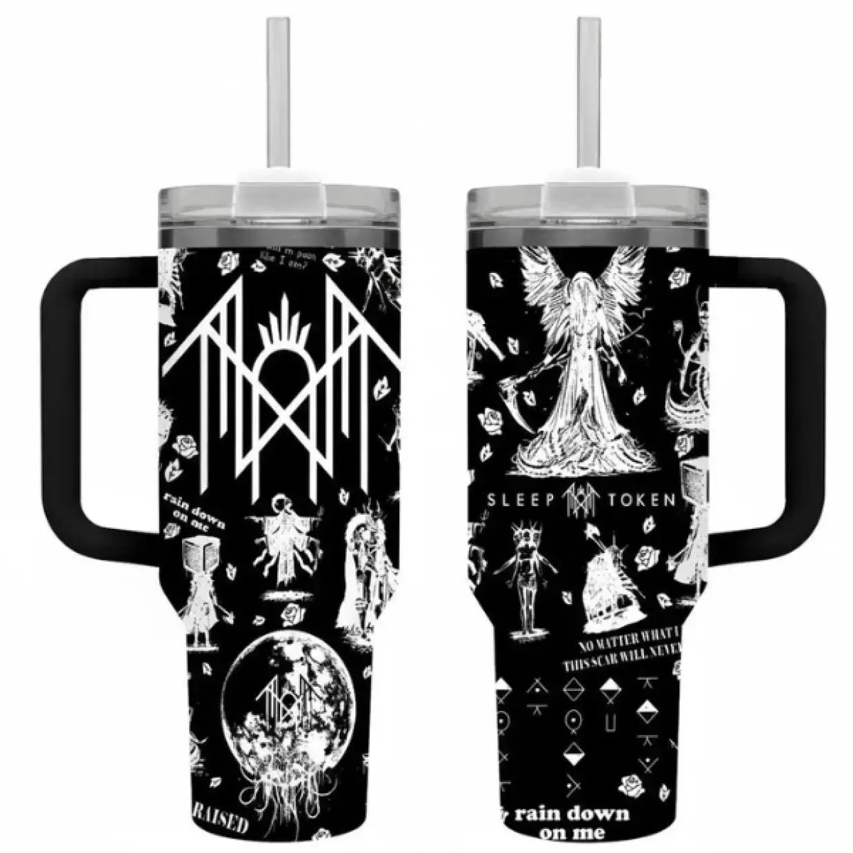 Vintage Sleep Token Band Graphics Portable Metal Flask - 40oz/20oz Durable Bottle-Shape Storage Bottles & Jars with Lid, Home Supply Gift for Band Fans