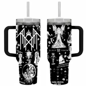 Vintage Sleep Token Band Graphics Portable Metal Water Bottle - 40oz/20oz Durable Flask, Home Supplies Storage Tumbler, Gift for Band Fans with Lid