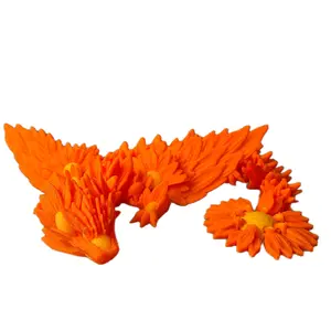 Winged Sunflower Dragon 19" Orange and Yellow Fully Articulated