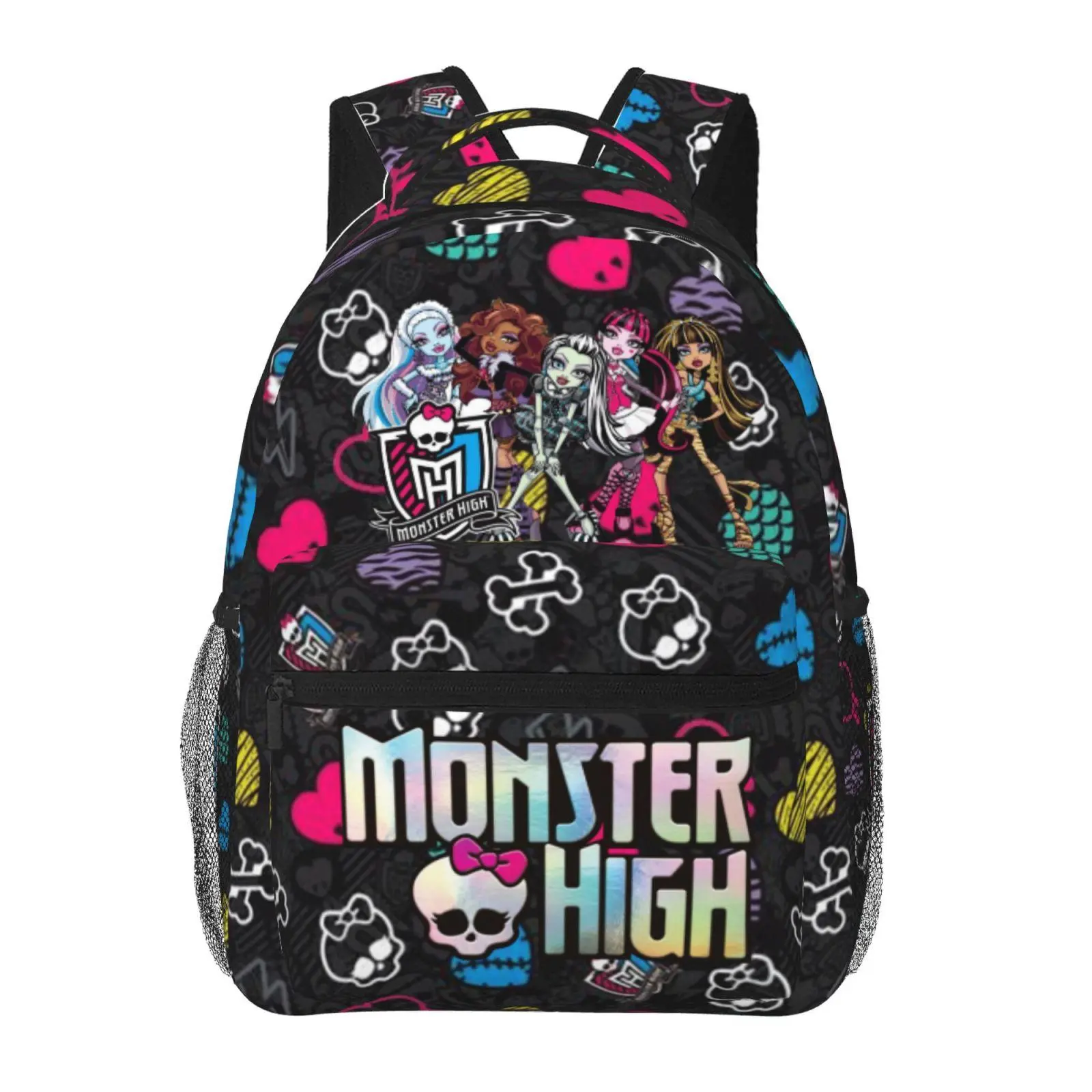 Cute Monster high Print Backpack for Women Monster high dolls Cushioned Laptop Backpack Multi Zipper Pocket Daypack Travel Bag Gift