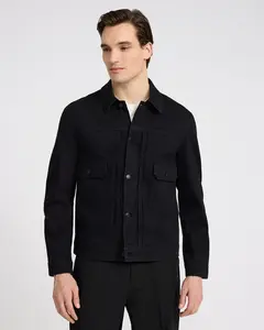 Express Double Flap Pocket Black Denim Chore Jacket