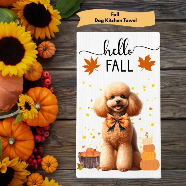 Fall Dog Kitchen Towel-Choose Your Breed-Pet Lover Kitchen Decor