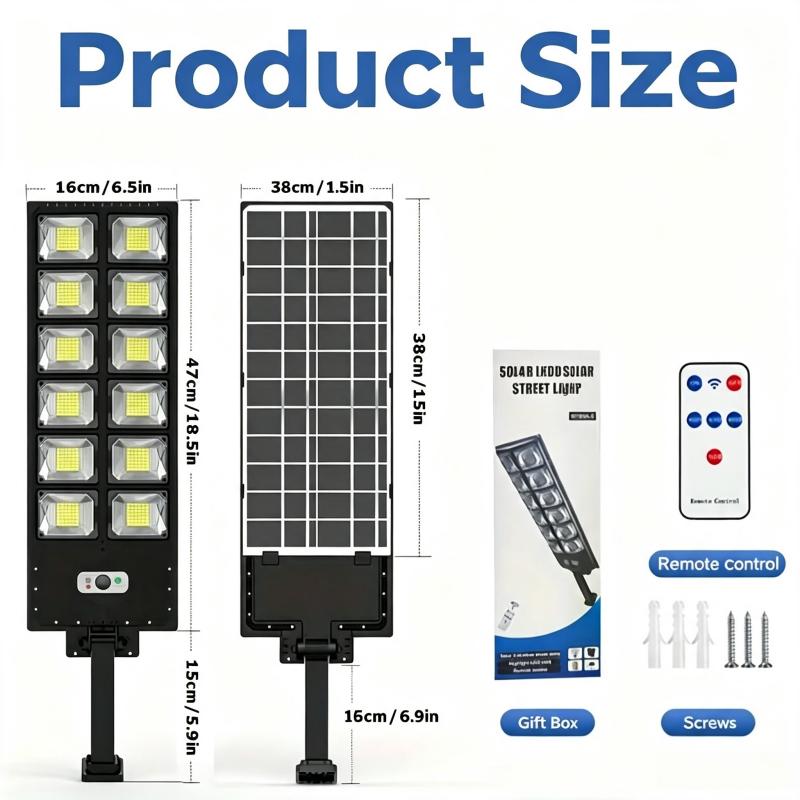 504 LED Outdoor Flood Light - Dusk-to-Dawn Street Lamp with Remote & Auto Shut-Off, Waterproof Powered Lighting for Garden, Road, Spotlights