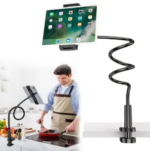 Gooseneck Kindle&Tablet Holder for Bed Hands-Free Reading 30in Flexible Alloy Clamp Arm Stand 360° Rotation Secure Clamp for Tablets & Phones