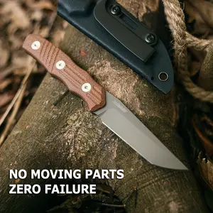 #SummerVibes JoyRaining Kestrel EDC Fixed Blade Utility Tool -Brown Micarta Handle with D2 Steel Blade, Titanium Coated Geometric Blade, Ideal for demanding EDC,Outdoor,Campling tasks