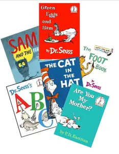 Dr. Seuss 6 Book Set - The Cat in the Hat, Green Eggs and Ham, Are You My Mother, Sam and the Firefly, Abc, The Foot Book - Hardcover, Brand New