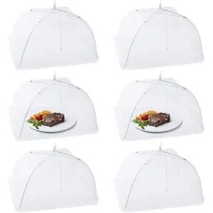 6 Pack 17" Mesh Food Covers, Outdoor Pop-Up Food Screen for Camping/Picnic/BBQ/Parties, Reusable Food Protector Tent Keeping Out Flies Bugs