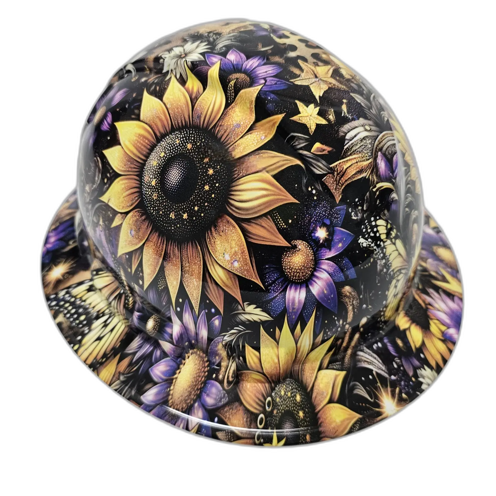 Sunflower Butterfly Country Girl - Custom Hydro Dipped Full Brim Hard Hat