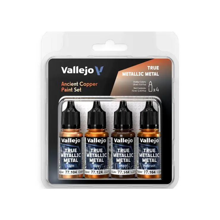 Vallejo 18ml Ancient Copper True Metallic Metal Paint Set (4 Colors)