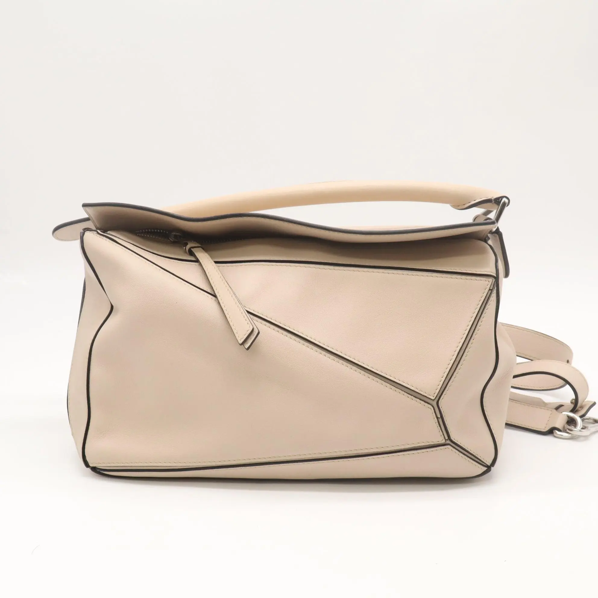 Pre-owned Loewe Leather Shoulder Bags Calfskin Puzzle Handbag Twins B22783
