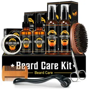 Beard Kit for Men Grooming & Care W/Beard Wash,3 Packs Beard Oil Beard Balm Leave-in Conditioner Premium valentine's day gifts for him
