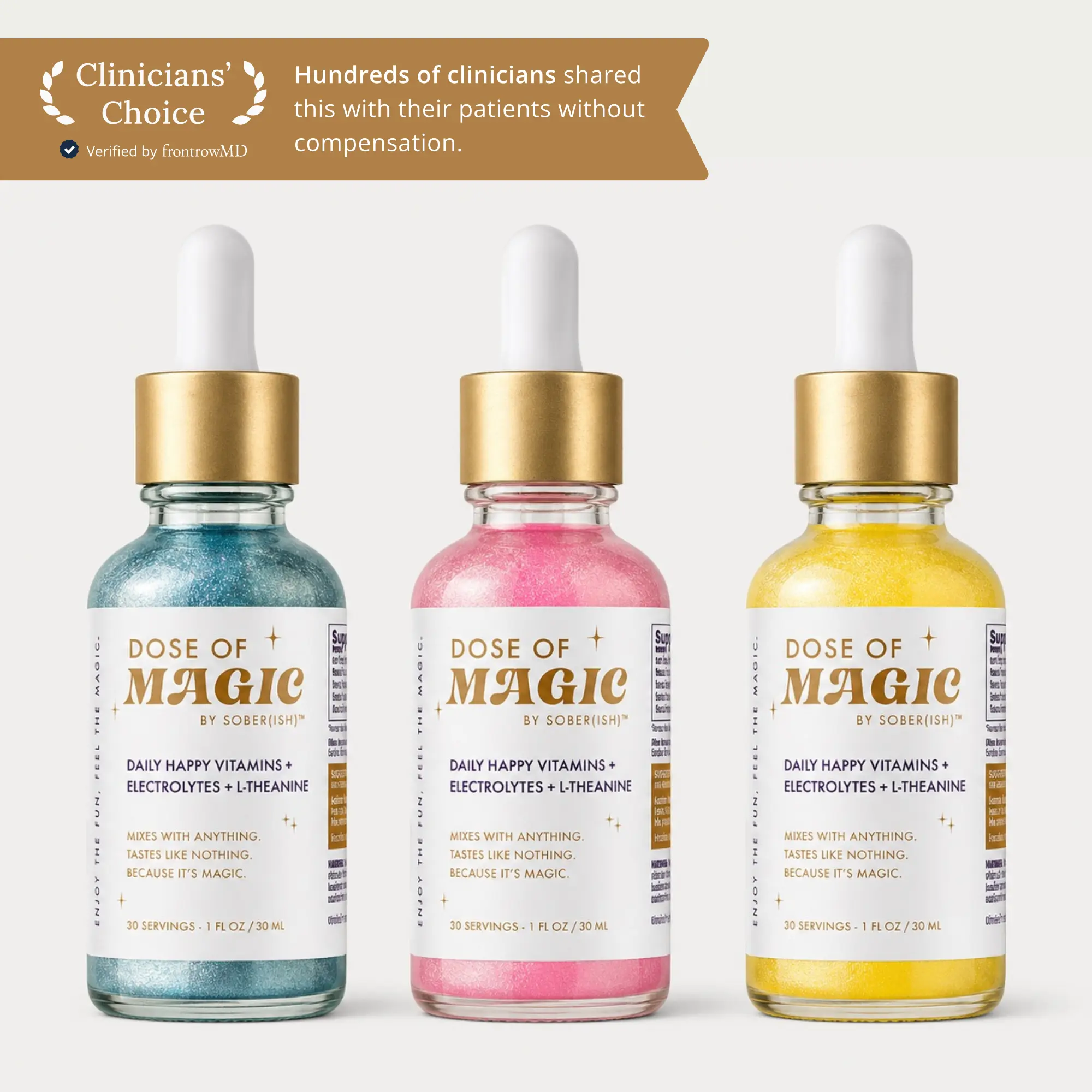 Dose of Magic Liquid Flavorless Vitamin Drops Including Vitamin B12, C and D3 + Electrolytes and L-Theanine. Kid Friendly