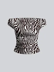 Women's Zebra Stripe Print One Shoulder Tank Top, Elegant Casual Sleeveless Top for Summer, Ladies Clothes for Beach Holiday Vacation, Womenswear