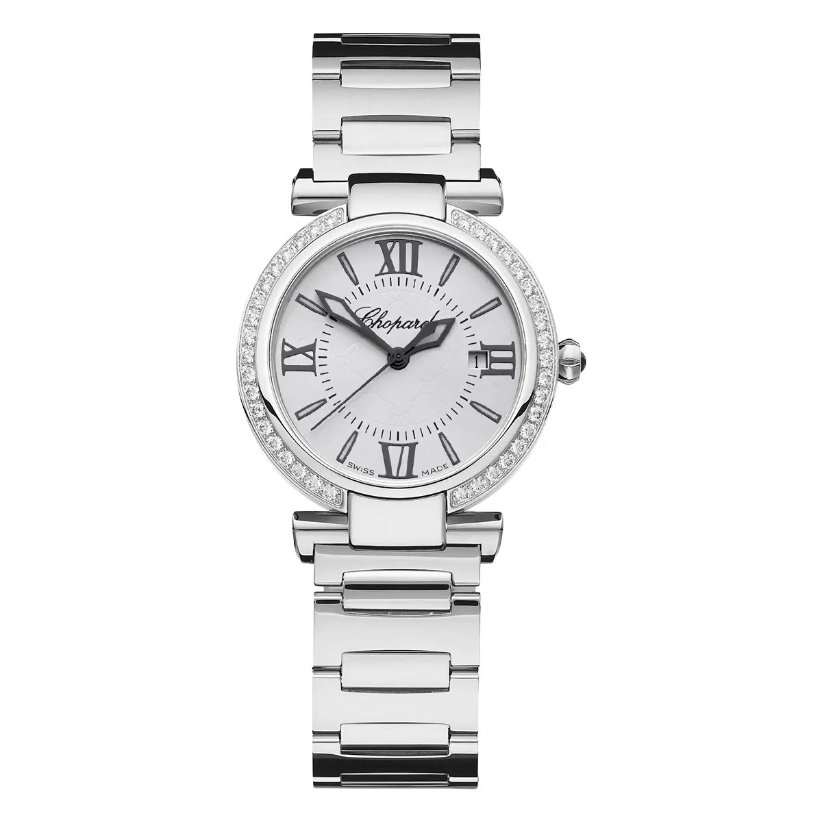 Chopard Imperiale Ladies Watch 388541 3004 Quartz White Dial Stainless Steel Factory Diamonds 28mm WHT029521