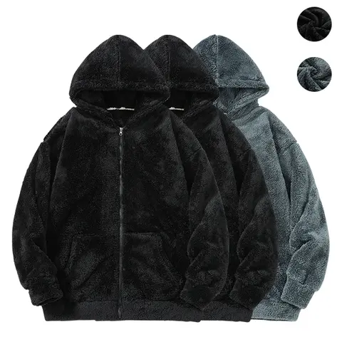 3-Pack Solid Color Woven Polar Fleece Casual Loose Fit Winter Men’s Fleece-Lined Warm Soft Shirt Jacket with Pockets
