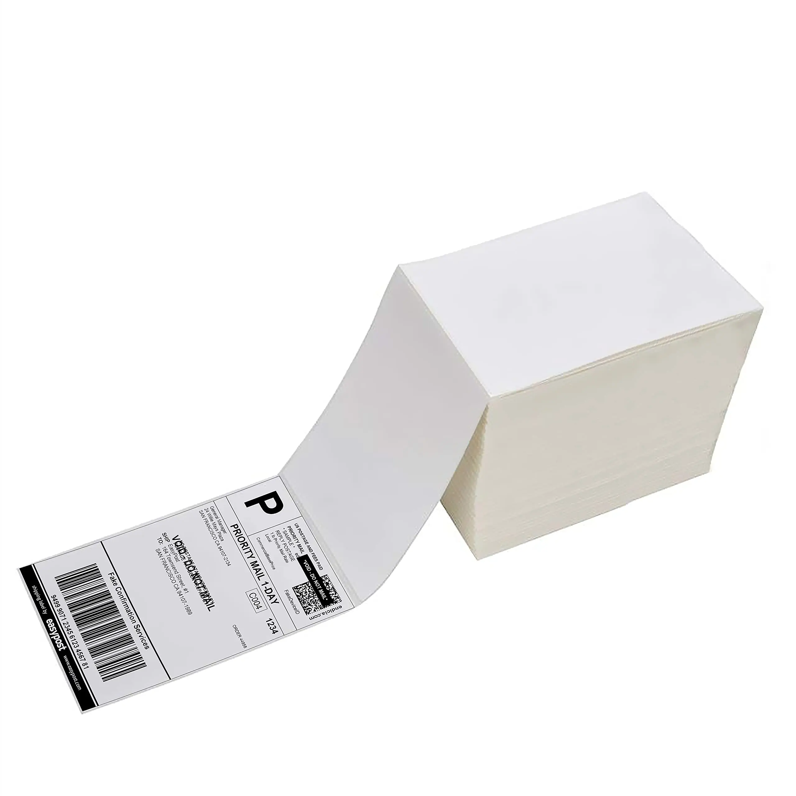 4 x 6 Thermal Shipping Labels with Perforations, 1000 Fanfold Direct Thermal Labels, Permanent Adhesive, White Mailing Labels for Thermal Printer