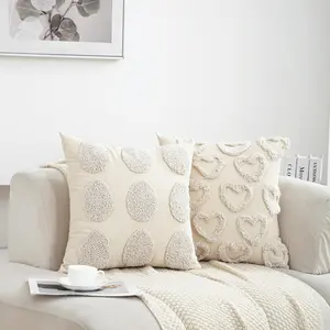 Rabbit Pattern Cushion Cover, 1 Count Tufted Embroidery Cushion Cover without Filler, Soft Cushion Cover for Home Living Room Bedroom