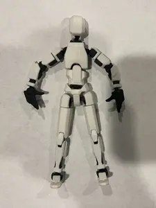 3D Printed Dummy 13 Action Figure with Moveable Joints White and Black Collectible Toy 5 Inch Tall Eco-Friendly PLA Material