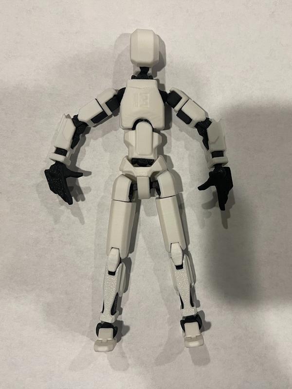 3D Printed Dummy 13 Action Figure with Moveable Joints White and Black Collectible Toy 5 Inch Tall Eco-Friendly PLA Material