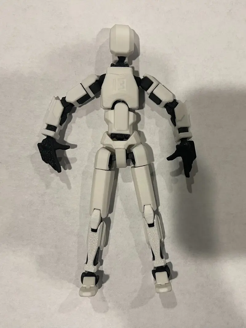 3D Printed Dummy 13 Action Figure with Moveable Joints White and Black Collectible Toy 5 Inch Tall Eco-Friendly PLA Material
