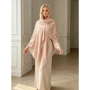 1pcs-190*100cm-Soft Modal Pleated Fringe Shawl, Minimalist Solid Color Women Head Wrap, Lightweight Windproof Sun Shade Scarf For Daily Casual Dressing