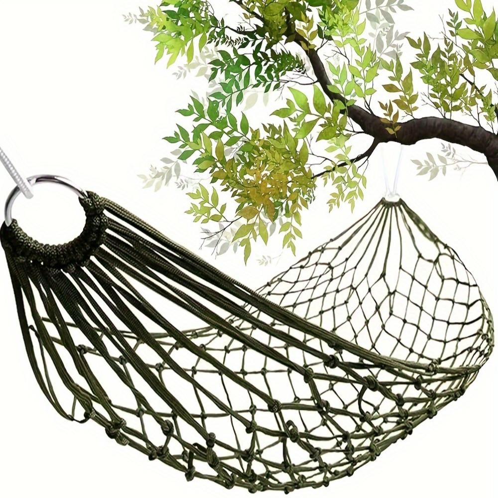 Hammock Outdoor Hammock Multifunctional Mesh Hammock Camping Swing Portable Single Outdoor Breathable Nylon Mesh Strap Rope Portable Nylon Mesh Hammocks Outdoor Relaxation Gear for Camping & Sports
