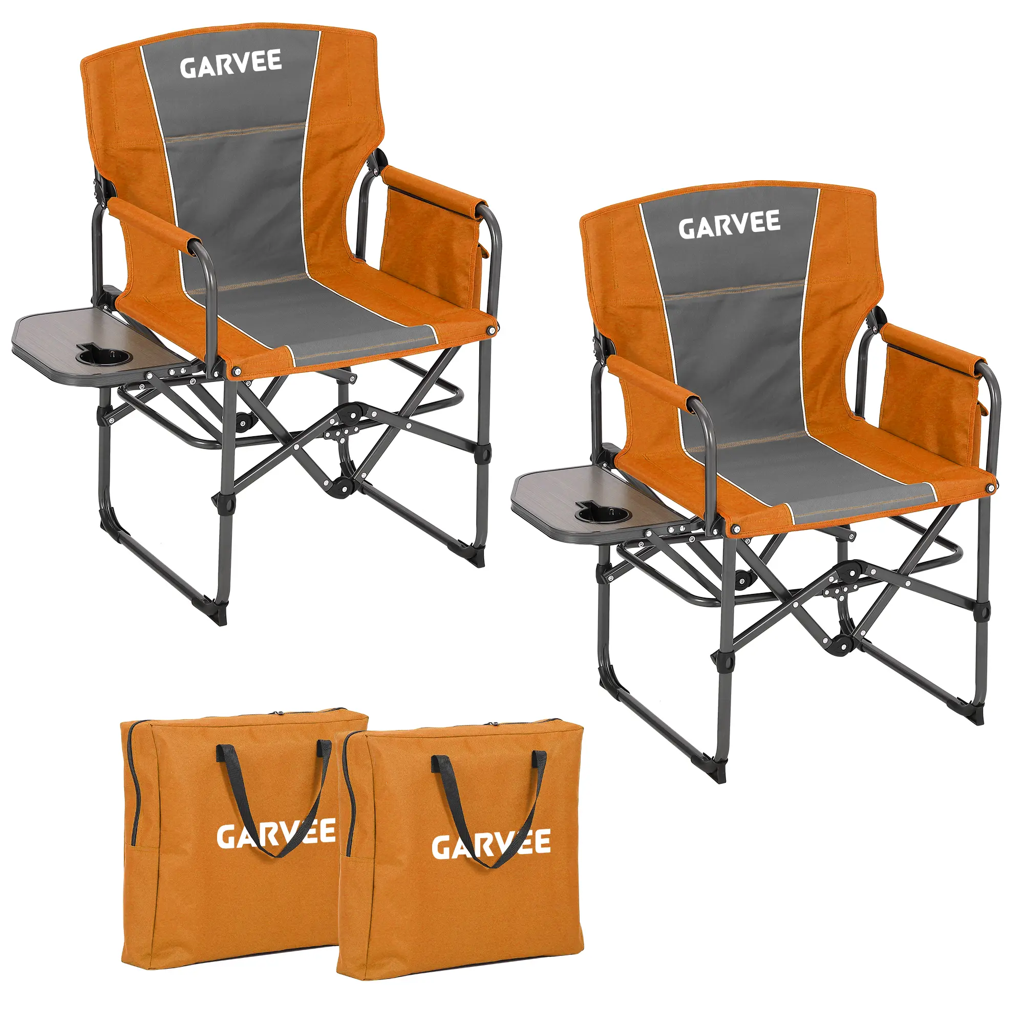 Heavy Duty Large Oversized Folding Directors Chair for Adults - High Padded Oxford Fabric Outdoor Chair with Folding Frame, Side Table, Cup Holder, Storage Pocket, 400 lbs Capacity - Ideal for Camping, Beach, Fishing