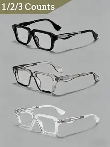CATERSIDE 1/2/3 Pairs Luxury-sleek rectangular frame fashionable glasses with minimalist metal frame design are suitable for yacht parties, art exhibitions, opening ceremonies, weekend markets and city tours.