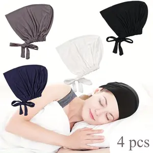 Adjustable Skull Cap for Men & Women 4-Piece Set Hijab Undercap with Sweatband Comfortable Skin-Friendly Material One-Size-Fits-All Secure Fit for Daily Use Premium Fabric