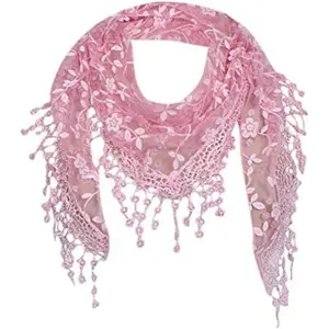 Lace Scarf Floral Crochet Lightweight Tassel Sheer Wrap Scarves Shawl