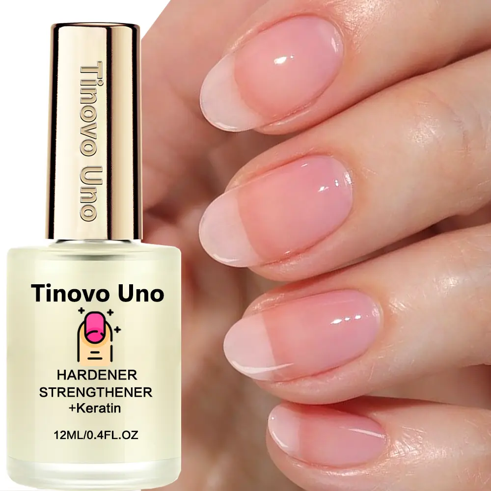 Tinovo Uno Gel Nail Strengthener & Hardener with Keratin - Nail Care Treatment Solution, Clear Nail Polish, Instant, Quick-Dry Formula, Nail Crack Protection, 12ml/0.4fl.oz for, brittle, Splitting or Breaking Nails, Nail Care Product