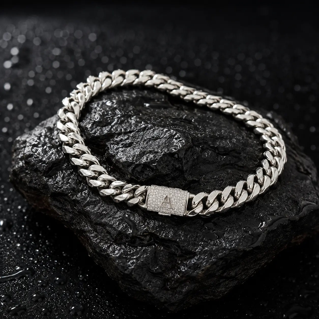 Men's 14mm Black Silver Miami Cuban Link Necklace - Iced Out Box Clasp Hip Hop Jewelry, 16-30 Inch (Suitable for Women)