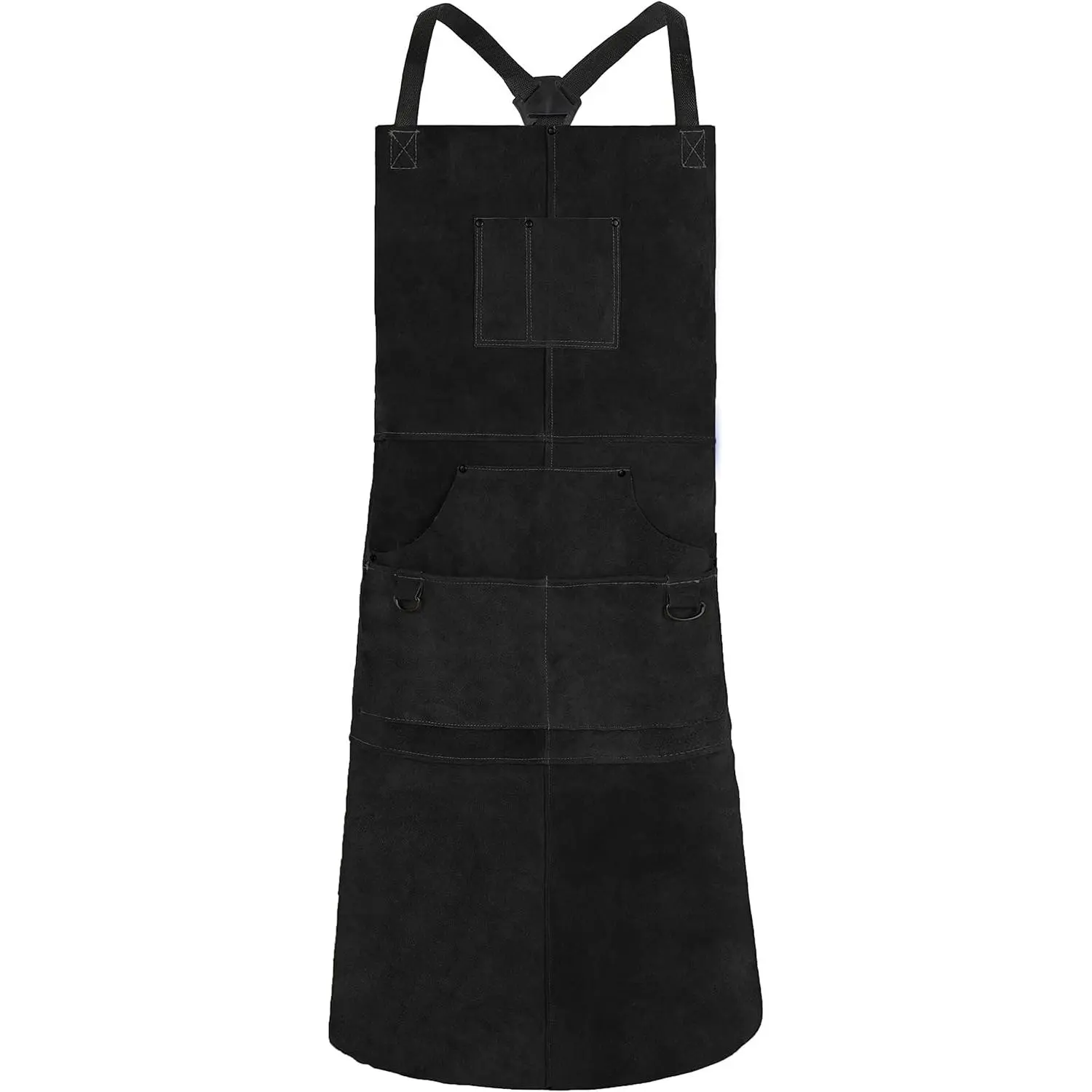 Leather Welding Apron with 6 Pockets - Heat & Flame-Resistant Apron, 24'' X 42'', Adjustable M to XXXL (Black) torch high output gifts for husbands accessories self igniter combo iron tip pc soldering reflow wire mig magnetic ground clamp solar mask Tool