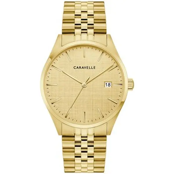 Men's Casual Stainless Steel Caravelle Watch - Yellow, Polished Fashion Men's Accessory