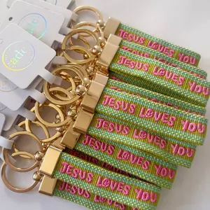 JESUS LOVES YOU Woven Canvas Keychain