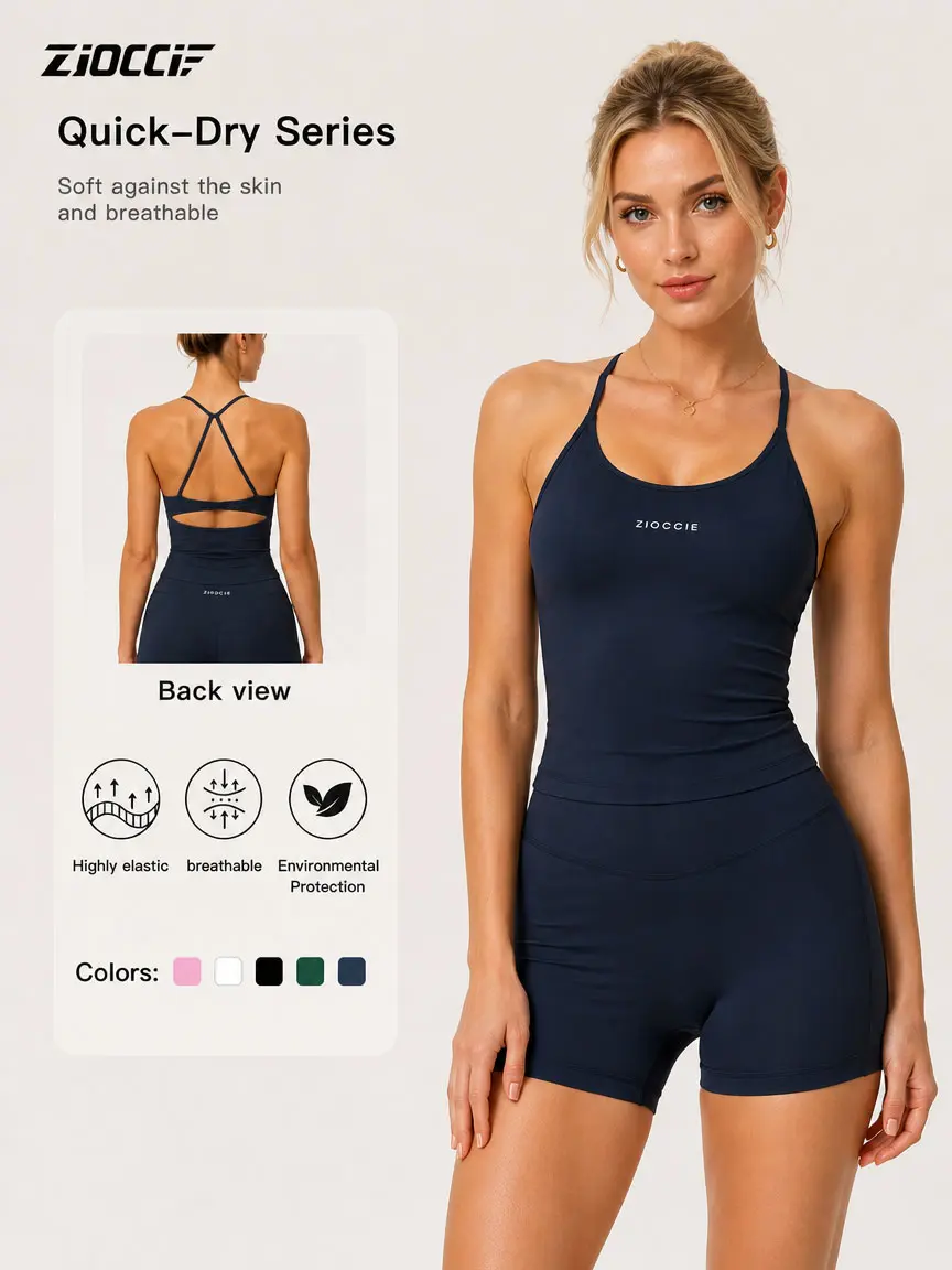 Zioccle Women's 2-Pcs Sports & Yoga Set - Everyday Activewear with Curve-Flattering Top, Soft Fabric Shorts, Ideal for Gym Workouts (Women's Clothes, Workout & Gym Sets)