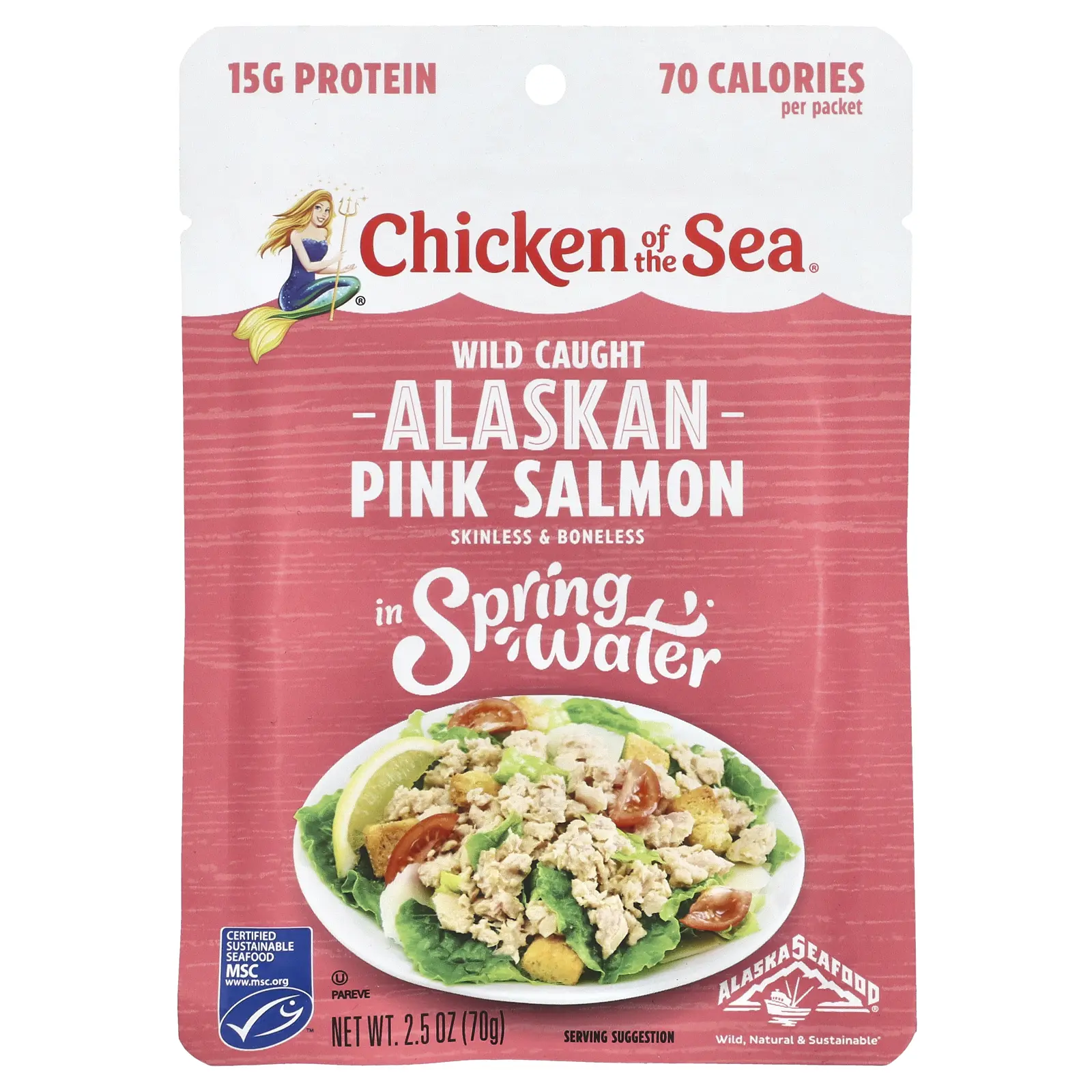 Chicken of the Sea Wild Caught Alaskan Pink Salmon, In Spring Water, 2.5 oz (70 g)