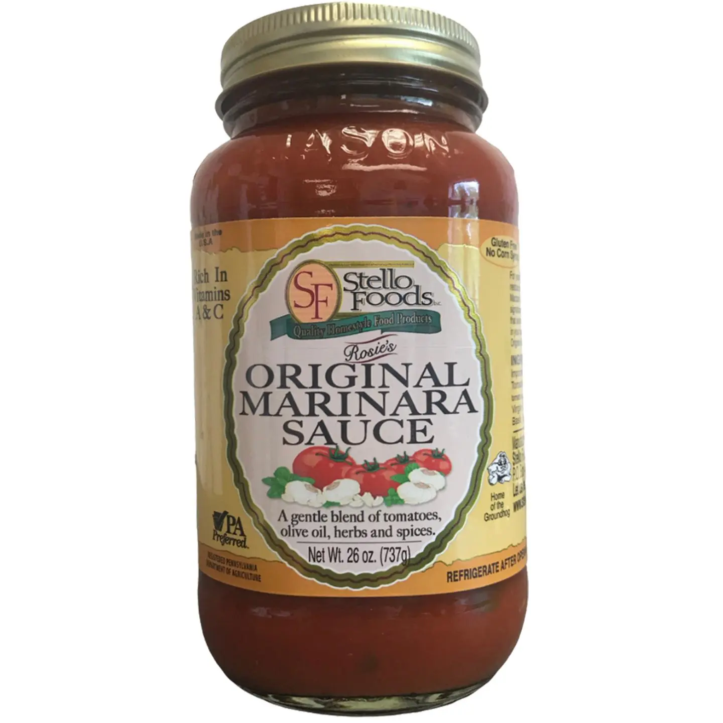 Stello Foods - Rosie's Original Marinara Spaghetti Sauce 26 oz manicotti