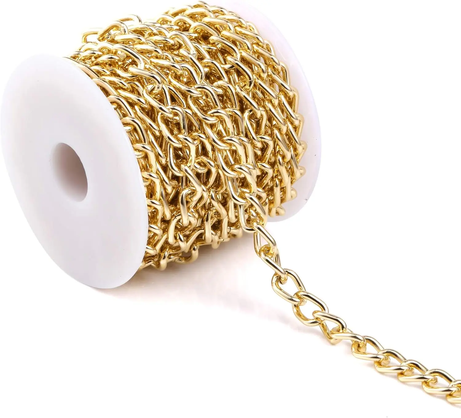 16.4Feet  Plated Brass Curb Chain Twisted Chunky Link Chains Bulk with Spool for  Making