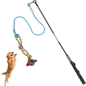 Flirt Pole for Dogs Interactive  Toys for Large Medium Small Dogs Chase and Tug of War,  Teaser Wand with Lure Chewing  for Outdoor Exercise &