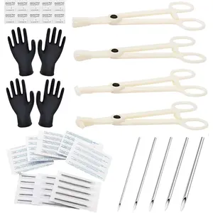 Body Piercing Kit 43PCS – Professional Ear Nose Piercing Kit with 12G 14G 16G 18G 20G Piercing Needles, Clamps & Tools for Belly Button, Lip, Eyebrow, Septum – Piercing Supplies