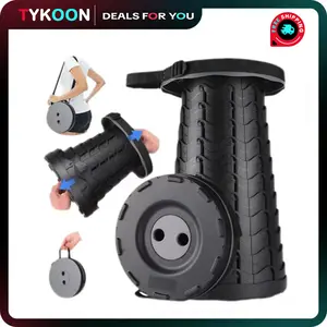 [1-Year Warranty] Upgraded Portable Telescopic Stool, Collapsible & Sturdy, Supports Up to 400 lbs – Ideal for Camping, Hiking, Fishing, BBQ, Indoor/Outdoor Use