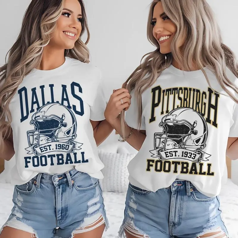 Vintage Football Helmet Graphic Tee, All Team Football Retro Tshirt, White Color Unisex Shirt, Game Day Fan Shirt For Men For Women, Sunday Football Top, Tailgate Sports Shirt, 32 City Inspired Designs, Gift for Football Fans
